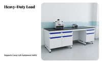 Steel-Lumber Lab Workbench Reactive and Alkali Resistant Scientific Experiment Table Heavy Duty Lab Bench with Sink for School, Research Institute