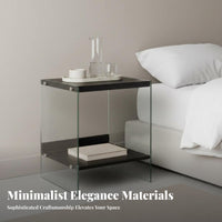Floating Glass Top Nightstand modernist Influence Bedroom Furniture for Homeowners
