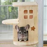 Multi-Layer Wooden Hideout Easy to Clean Double Layer Pet House Gnaw-Safe Safe