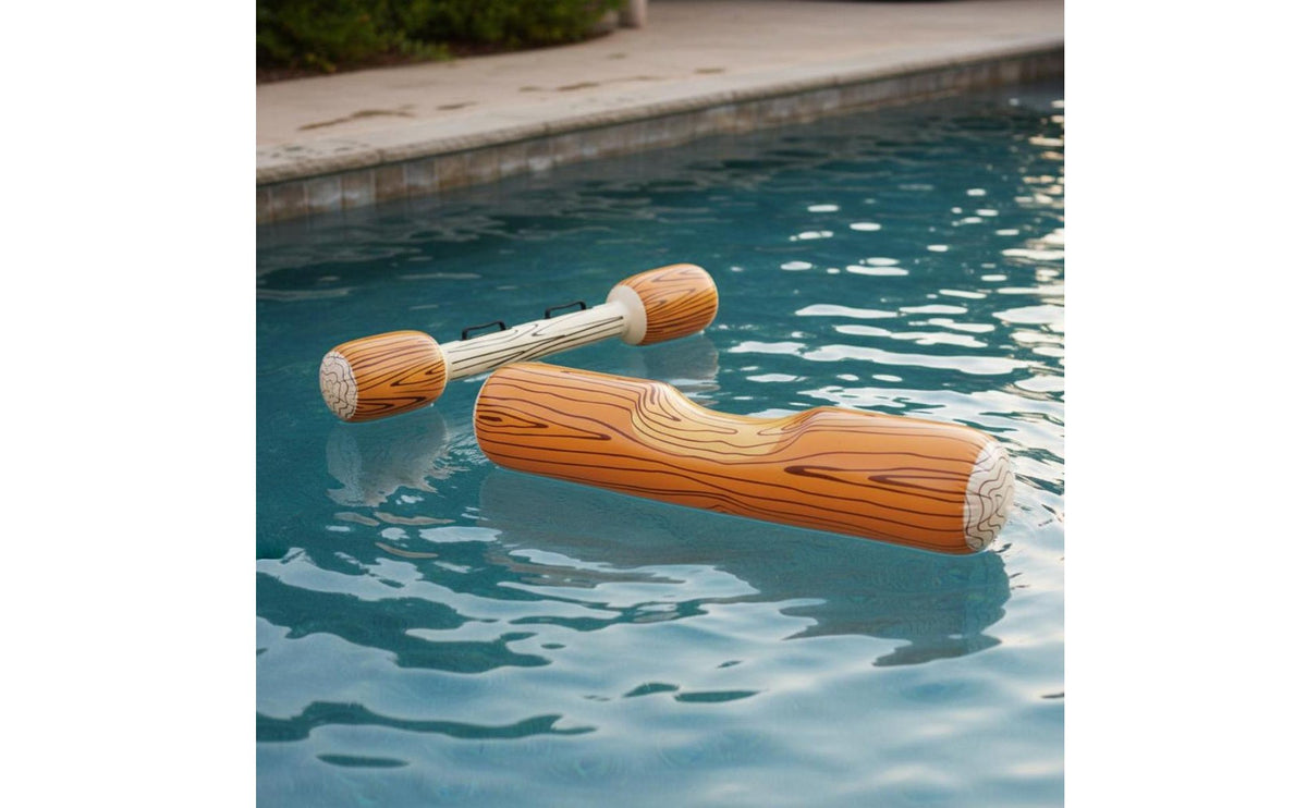 PVC Inflatable Joust Set Wood Grain Design Inflatable Water Joust Easy to Inflate for Adults, Kids