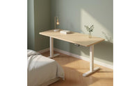 Single Motor Electric Standing Desk Wooden Top Height Adjustable Desk Metal Frame Height Adjustable Table T-Shaped Base