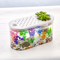 Turtle Basking Dock with Artificial Leaf Decoration with Suction Cup, Axolotl Tank Accessories, Turtle Basking Area Over Tank Ramp Dock