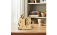 Jesus Figurine Pen Holder Easter Gift Bible Passage Writing Utensil Holder