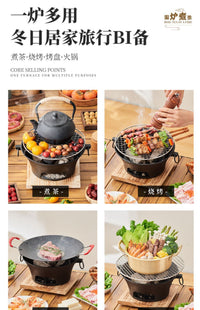 Cast Iron Charcoal Stove Barbecue Heater Tea Stove Set