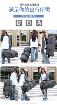 Large Capacity 158 Aviation Check-in Luggage Bag with Folding Universal Wheels, Travel Duffel for Study Abroad, Airplane, Moving