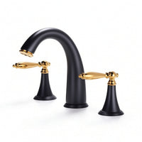 Two Handle Washroom Faucet Deck Mounted Split Style Faucet Sturdy for Vanity