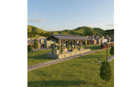 Railway Stop with Canopy Realistic HO Model Railway Station Stop Painted for Hobbyists, Dioramas