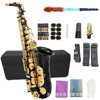 Alto Saxophone Eb Black Lacquer Gold Keys White Shell Buttons Export Musical Instrument
