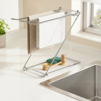 Dish Towel Holder with Rail Compact Folding Towel Stand Long-Lasting for Kitchen