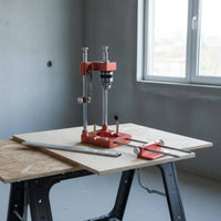 Double-RodRod Woodworking Drill Guide with Scale Drilling Positioner Coil-Driven-Loaded Electric Drill Guide Adjustable for Woodworkers, DIY Users