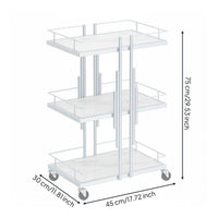 Gold Beauty Salon Trolley Elegant Design 3-Tier Salon Trolley Anti-Fall Guardrails 3-Tier Rolling Cart for Nail Technicians, Hair Stylists