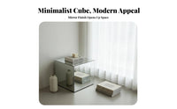 Minimalist Design Mirrored Cube Table Mirror Finish Mirrored Display Furniture Photography Prop Nightstand Modern aesthetic for Photographers, Interior Designers, Photo Studio, Living Room, Small Spaces, Entryway