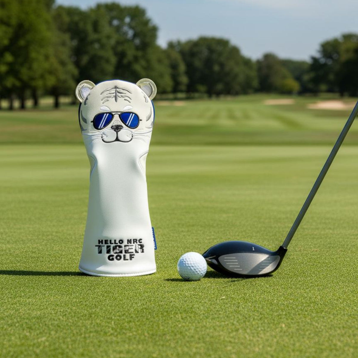 Tiger Driver Headcover Easy On and Detach Tiger Sport Headcover Creature Sport Club Cover Adds Character Embroidered Design