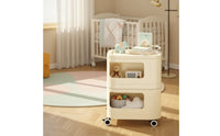 2-Tier Rolling Cart Compact 2 Tier Rolling Cart Multi-Functional Trolley for Bedroom, Nursery