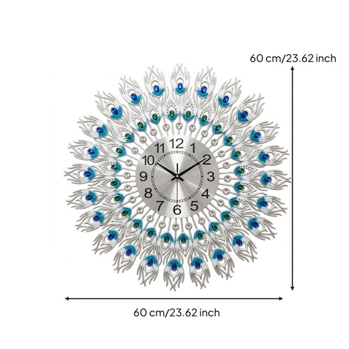 Peacock Wall Clock Battery Operated Large Peacock Clock Luxury for Living Room