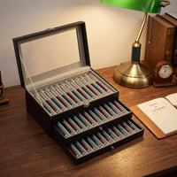 multi-Level Pen Holder Display Case Hard-Cover Organizer Rectangular for Desk Organization