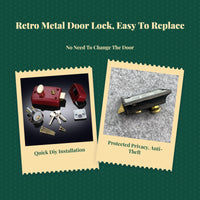 Door Lock, Vintage Mortise Lock Set, Indoor/Outdoor Wooden Door Security, Keyed Entry, sturdy Metal Construction