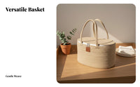 Diaper Tote Organizer Versatile Cotton Rope Diaper Tote Portable Nursery Storage Bin Versatile for Caregivers, Travel, Car
