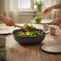 Large Ceramic Serving Bowl with Handles for Soups and Stews, 12-14 Inch