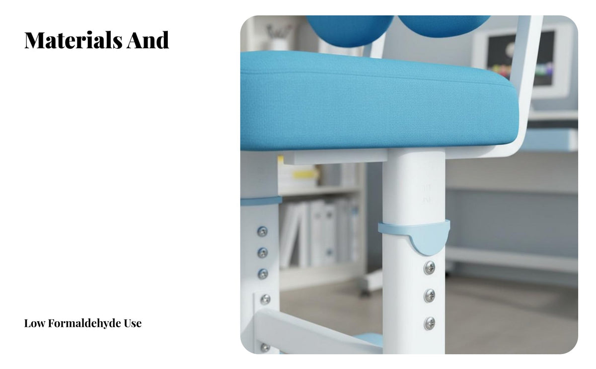 Kids Study Desk and Chair Set Large Work Surface Height Adjustable Student Desk Rounded Corners Ergonomic Children's Study Table for Students, Bedroom