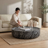 Drum Coffee Table Fully Assembled Round Coffee Table Table Sculptural Furniture for Living Room
