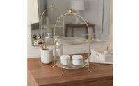Gilded Feathered Cake Stand Decorative Display Multi Tier Dessert Stand Metal Frame Home Decor for Afternoon Tea
