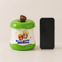 Desk Trash Bin, Mini, Sanitary Box, Food Waste, Trash Bin, With Lid, One-touch Open/Close, Office, For Desk, PP, Green White, 210g