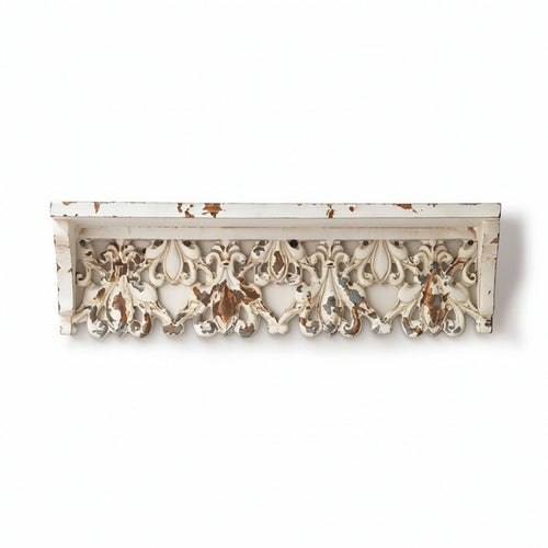 Wall Shelf with Scrollwork Vintage Carved Wall Shelf Easy to Install Display for Living Room