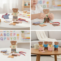 Bear Lacing Board with Cords Hand-Eye Coordination Bear Threading Toy Child-Led Toy Fine Motor Skills Learning for Preschoolers