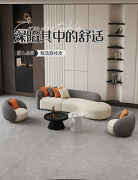 服装店沙发简约现代美容院休息区接待家用客厅小户型会客弧形沙发