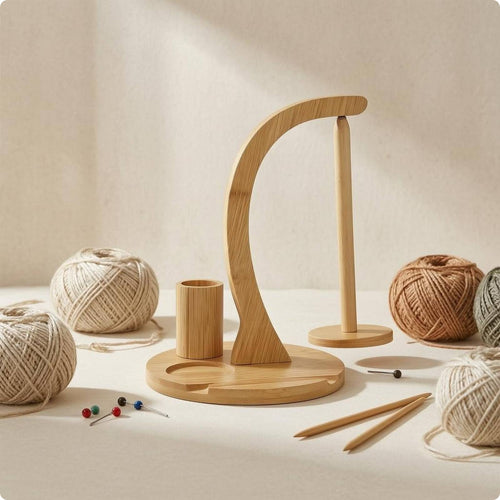 Rotating Yarn Spool Holder 360-Degree Rotation Craft Storage Wood-Grain Finish