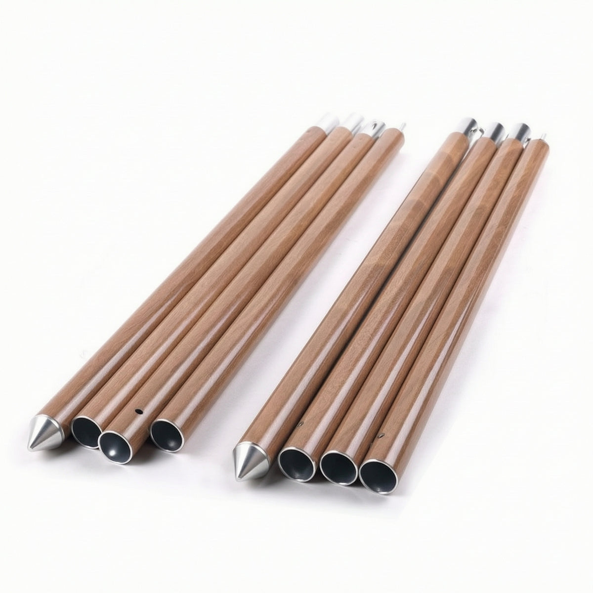 Wood-Grain Tarp Pole with Carrying Bag Compact Segmented Tent Pole Portable Canopy Poles Long-Lasting for Campers