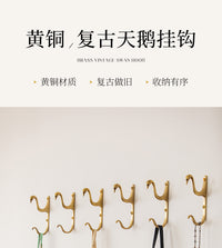 黄铜挂钩创意天鹅北欧衣服挂钩入户玄关门后卧室衣帽钩单个挂衣钩