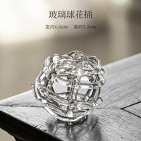 创意透明手工玻璃剑山插花器摆件复古镂空文艺书柜饰品现代插花器