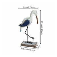Wooden Seagull Figurine Mediterranean Design Rustic Bird Table Accent