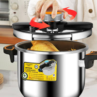 Anti-Scalding Handles Stainless Steel Pressure Cooker All Stovetops Compatible Rotary Knob Pressure Cooker Even Heat Distribution Multifunction Cooking Pot 3-in-1 Versatility for Beginners, Outdoor, Camping