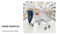 Large Capacity Supermarket Shopping Cart Sturdy Structure Shopping Cart with Child Seat Heavy Duty Retail Equipment Wear-Resistant Wheels for Shop Owners, Shoppers, Warehouse Employees