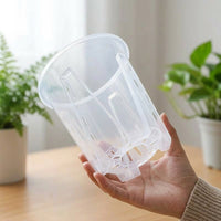 Clear Plant Pots with Drainage and Slotted Walls, Resin Repotting Pots for Home Gardening, Portable Flower Pots with High Underground Visibility