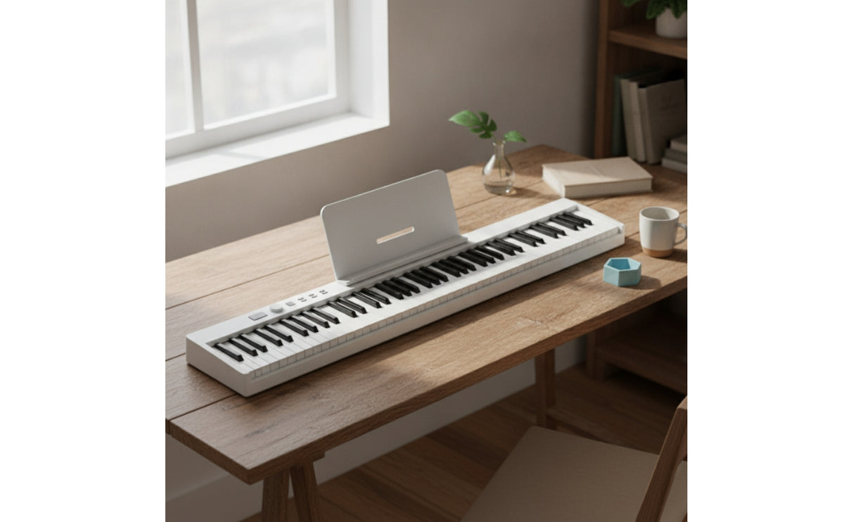 Full-Size Foldable Piano Keyboard Space-Saving Foldable Keyboard with Music Rest Slim 88-Key Electronic Piano Compact for School