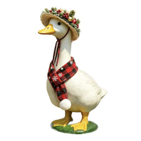 Rustic Porch Goose Decoration with Straw Hat and Daisy Outfit
