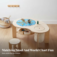 Solid Wood Wooden Building Block Table Educational Peanut Shaped Play Table Ideal Gift Toddler Art and Craft Desk Child-Friendly Design for Toddlers, Preschoolers, Girls, Playroom, Kindergarten, Classroom, Living Room