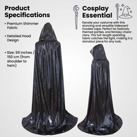 Hooded Cape for Halloween, Fancy Dress Costume Party, Shiny Hooded Cape Festival, Cloak Hood Cosplay - Image 7