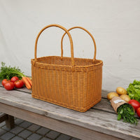 Imitation Rattan Picnic Basket Household Storage Lightweight Shopping Tote for Gardening