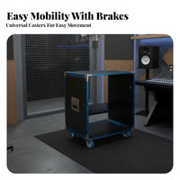 Rolling Amplifier Rack Easy Movement Rolling audio console Stand Open Frame for KTV Room