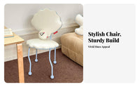 Includes Pearl Plushie Seashell-Shaped Chair Comfortable Soft Cushion Vanity Stool Curved Legs Room Decor for Women, Design Enthusiasts, Teens, Bedroom, Playroom