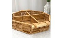 Rattan Design Serving Platter Woven Compartment Basket for Picnic, Party