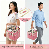 Large Capacity Four-Compartment Insulated Cooler Bag, Reusable, Portable, Shoulder Bag