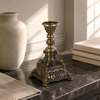 Metal Candle Holder Tall Stem Home Decor Accent Wide Top Cup