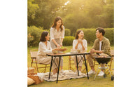Adjustable Height Table Compact Table with Slatted Tabletop Easy to Set up for Campers, Patio