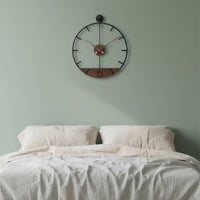 Black Metal-and-Woodgrain Clock Markers Wood Highlight Wall Clock Hands Timepiece